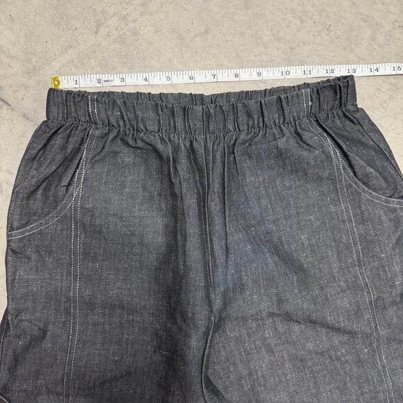 Lisa Bayne Cotton Linen Lantern Pant Wide Leg Dark Gray White Stitching Size XS - Picture 7 of 11